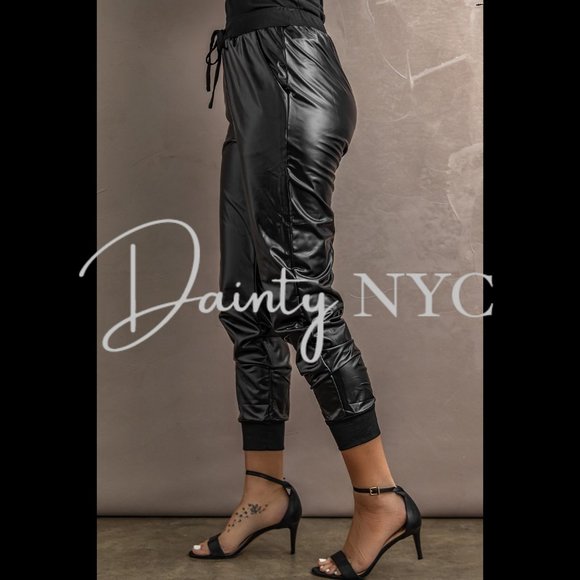 Faux Leather Joggers - Picture 4 of 9